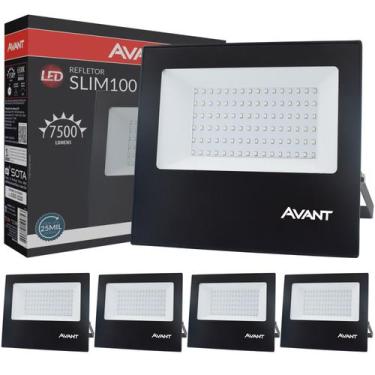Imagem de 5 Refletor Slim 100w Prova dÁgua 6500k Bivolt Comércio Casa - Avant