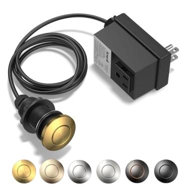 Imagem de ANWOLL Kit de interruptor de ar para eliminação de lixo - profissional, triturador de resíduos de pia sem fio liga/desliga, botão de descarte de lixo, capa feita de latão, listado na UL