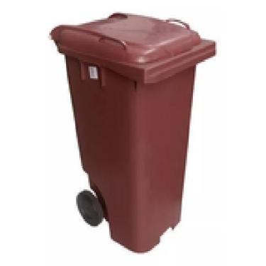 Imagem de Conteiner Lixeira Plastico 120 Litros Com Rodas De 200mm - JSN, Marrom