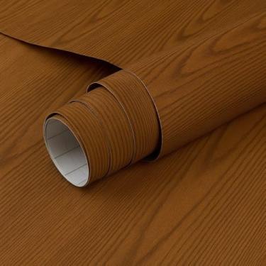 Imagem de Papel de Parede Adesivo Madeira Rústica Escura, 5 Metros x 45cm, para Sala, Quarto, Móveis