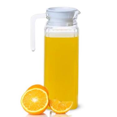 Imagem de Jarra De Vidro Para Mesa Com Tampa Transparente Água e Suco 1 Litro - 