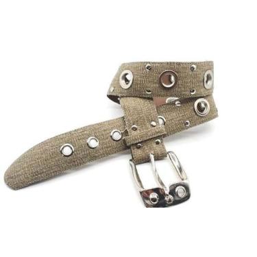 Imagem de Cinto masculino feminino lona com ilhóes e rebite K00681c - Barão do C