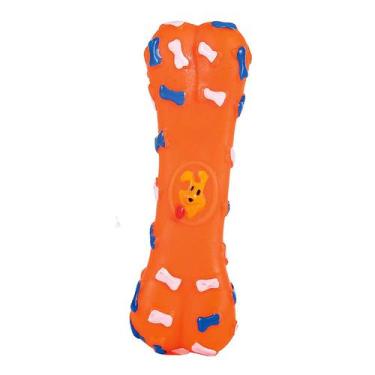 Imagem de Brinquedo Mordedor Pet Osso Colorido Wellmix, Laranja