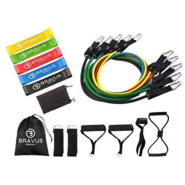 Imagem de Kit Tubing Premium 12 Peças + 5 Mini Bands Elastico Extensor - Bravus 