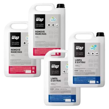 Imagem de Kit 4 Detergente Concentrado Extratora Limpa Manchas Tira Odores Tecidos Carpete Fragrância Cereja Avelã 5 Litros - Wap