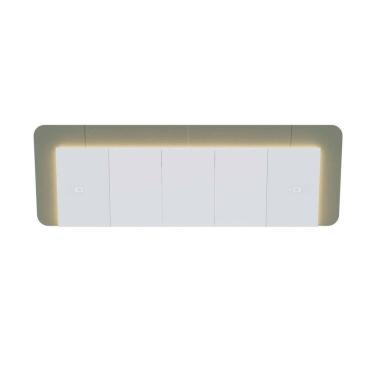 Imagem de Cabeceira Casal Queen 272cm com Led 3000k e Tomadas 100% Mdf Padrão Planejados Mabel Branco/ Verti