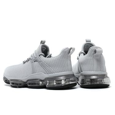 Imagem de Tênis de corrida masculino Air Shoes antiderrapante, esportivo, atlético, caminhada, basquete, para hombre, branco/azul, 12