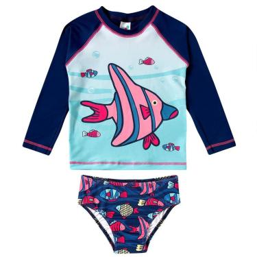 Imagem de Conjunto Praia Infantil Proteção UV Peixes Marinho Tip Top