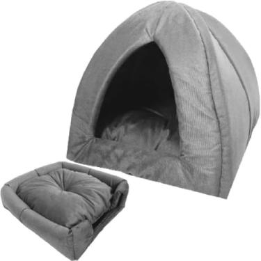 Imagem de Cama de Gato com Almofada Confortável Tatame para Yorkshire Shitzu e Semelhantes Toca Pet(Cinza)