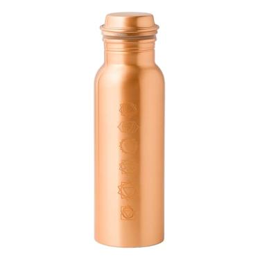 Imagem de AVA DESIGNZ Garrafa de água de cobre para beber 500 ml com escova, garrafa Ayurveda com acabamento martelado com alça