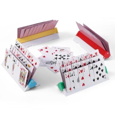 Imagem de Kavilin Card Holders for Playing Cards – Set of 4 Deck Stands for Poker, UNO, Canasta, Card Game Accessories for Arthritis Patients with Travel Pouch (4 Colors Pro, Medium)