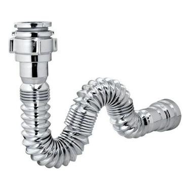 Imagem de Sifão Universal Flexível Cromado Lavatório Tanque Pia Astra Cor Prateado