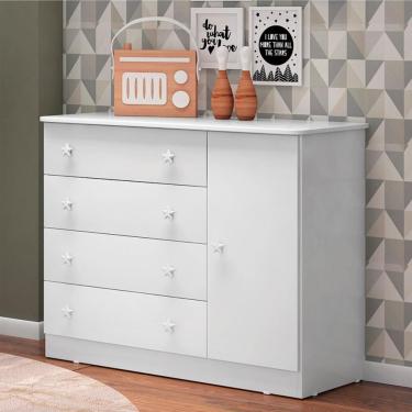 Imagem de Cômoda Sapateira Amora Porta E 4 Gaveteiro Branco