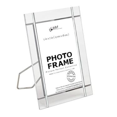 Imagem de pbf PHOTO BOOTH FRAMES Porta-retrato de acrílico 10 x 15 cm, suporte de exibição de vidro transparente, estilo minimalista moderno, suporte de cavalete de mesa 15 x 10 cm (1, prata - 13 x 18 cm)