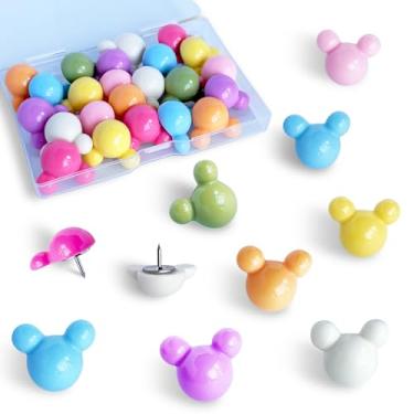 Imagem de 24 pinos fofos, tachinhas decorativas coloridas, alfinetes de mouse, para quadro de cortiça, escritório ou casa (24 peças - Macarons)