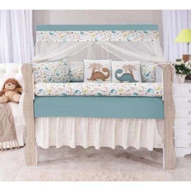 Imagem de Kit enxoval para berço dinossauro verde menino - MEDINA CONFECÇÕES