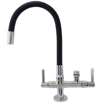 Imagem de Torneira Gourmet Bica Móvel de Bancada Para Cozinha Tubo Flexível Pret