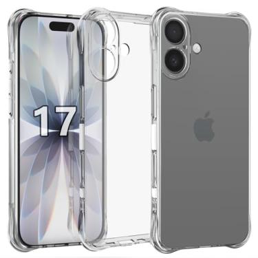 Imagem de USTIYA Capa para iPhone 17 6,3 polegadas 2025 Case Uso Resistente, Capinha Bumper Absorção Choques em TPU Transparente Protector Câmera Espessamento nas Quatro Pontas da Carcasa