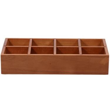 Imagem de Organizador de caixa de chá de bambu premium - Caixa de chá de madeira sem esforço para limpar com 8 compartimentos, caixa de baú de pacotes pequenos para estação de café - Organização de