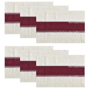 Imagem de Artoid Mode Jogo americano rústico Red Farmhouse, conjunto de tapetes de mesa vazados sazonais de 6,30 x 45,7 cm, decoração de festa e cozinha