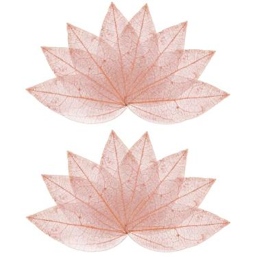 Imagem de CRASPIRE 100 peças esqueleto natural ficus religiosa folhas 4,5-5 mm vermelho acastanhado folhas artificiais árvore de borracha secas prensadas folhas scrapbooking cartão casamento DIY artesanato