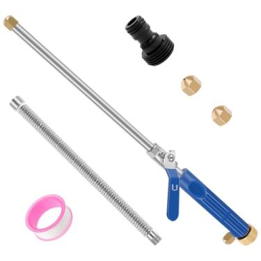 Imagem de LCZNXJJY Bocal de jato para mangueira de jardim, varinha de lavadora elétrica com 2 bocais e mangueira diferentes, ferramenta de lavadora de alta pressão a jato, conector rápido bocal de jato para