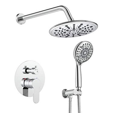 Imagem de SunCleanse Conjunto de torneira de chuveiro sistema de chuva com 6 configurações de chuveiro portátil e chuveiro de alta pressão, contém válvula e kit de acabamento, cromo polido