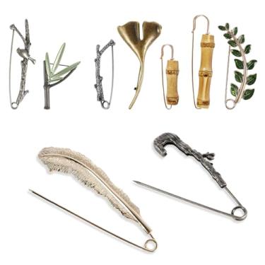 Imagem de 9 peças de alfinetes de segurança grandes alfinetes de segurança decorativos para xaile broches e alfinetes criativos alfinetes de segurança para chapéu cachecol xale