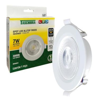 Imagem de Kit 10 Spot Led Redondo Embutir 7W Luz Quente 3000K Amarelo - TASCHIBR