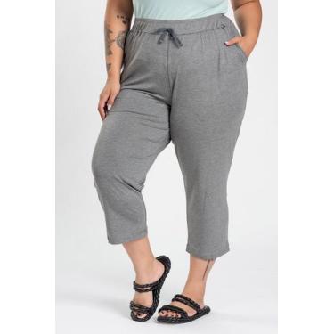 Imagem de Calça Capri Feminina Plus Size Malha Viscose Com Elástico E Cordão - S