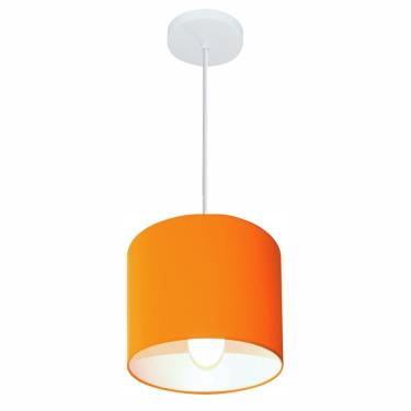 Imagem de Lustre Pendente Cilíndrico Md-4046 Cúpula Em Tecido 18x18cm Laranja - Bivolt