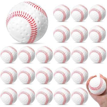 Imagem de Halloscume 24 bolas de beisebol brancas onduladas com costura vermelha máquina de arremesso de 24 polegadas bolas de beisebol de treino para coordenação olho-mão, treinamento de rebatidas e prática de