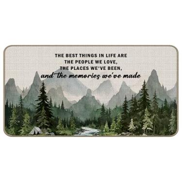Imagem de TopXmai Tapete de porta de montanha com memória de acampamento, as melhores coisas da vida, floresta temática para entrada interna e externa, presentes para amantes da natureza em acampamento, 43 x 76