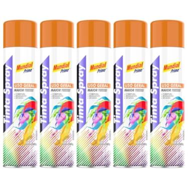 Imagem de Kit 5 Tinta Aerossol Spray Laranja Uso Geral 400ml/240g Mundial Prime