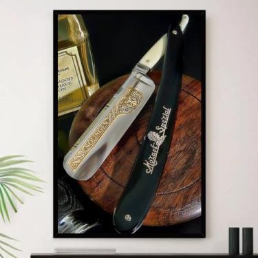 Imagem de Genérico, Quadro Barbearia Navalha Raiz Barbeiro Decorativo A3 35x45cm