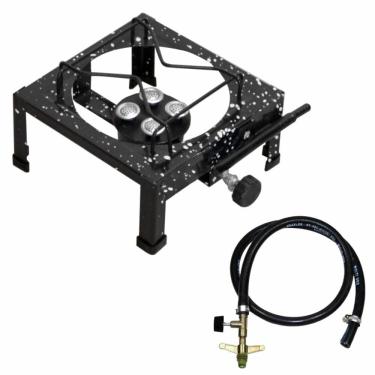 Imagem de Fogão 1 Boca Portátil Esmaltado Alta Pressão com Mangueira Preto