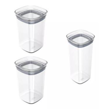 Imagem de Kit 3X Pote Hermético Organizador Mantimentos Block 1L 1,5L