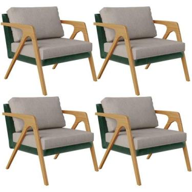 Imagem de Kit 04 Poltronas Decorativas Sala Estar Pietra L02 Facto Verde Musgo L