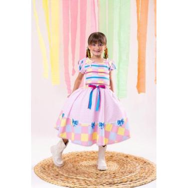 Imagem de Vestido Junino Quadrilha Festa Luxo Arraia da Docura - Tecido Tecnossp