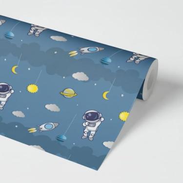 Imagem de Papel de Parede Astronauta Infantil 5m x 45cm – Autoadesivo para Quarto Sala
