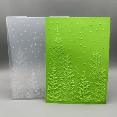 Imagem de Modelo de pasta em relevo de plástico 3D, textura de flocos de neve de pinheiro, 12 x 18 cm para fazer cartões, faça você mesmo, scrapbook, papel, artesanato, artesanato, scrapbook, artes, decoração