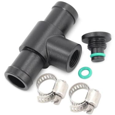 Imagem de Conector de mangueira de aquecedor de alumínio atualizado para Nissan 350Z Infiniti G35 Q45 FX35 M35 M45 M56 FX35 FX50 QX50 QX70 Porta de sangramento de refrigerante com 2 peças de braçadeiras OE