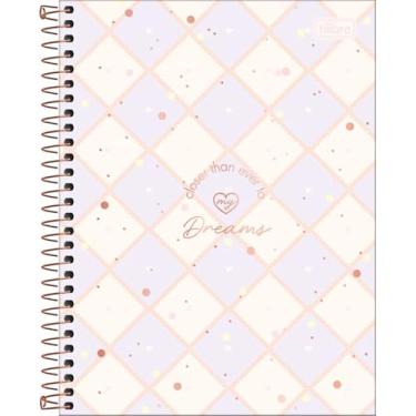 Imagem de Tilibra - Caderno Espiral Capa Dura Colegial 1 Matéria Soho 80 Folhas - Fundo Xadrez Lilas Coraçao