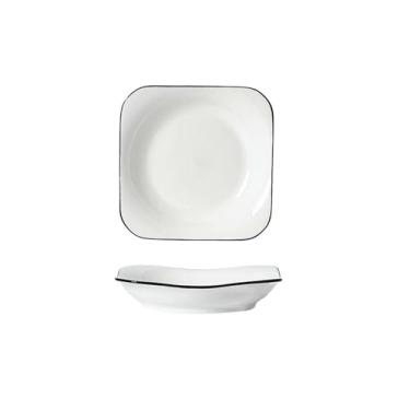 Imagem de Conjunto de pratos de cerâmica coloridos Underglaze sopa de macarrão simples para uso doméstico - prato quadrado de 20 cm