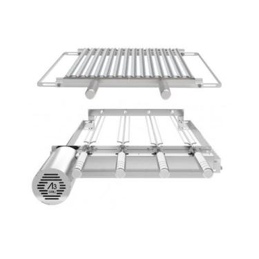 Imagem de Churrasqueira Giratória Ajustável para 4 Espetos Inox com Suporte Ajus