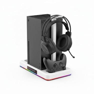 Imagem de Base Cooler Carregador de Controle com Suporte Fone Luz LED RGB para Xbox Series S/X