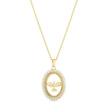 Imagem de Colar Espirito Santo Pedras Zirconias Semi Joias Banhado Ouro 18k
