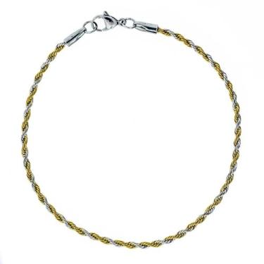 Imagem de Tornozeleira de Aço Corda Bicolor Prateada e Dourada IPG 22cm
