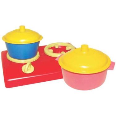 Imagem de Brinquedo Menina Kit Cozinha Infantil Fogão Pequeno com Panelas Faz de