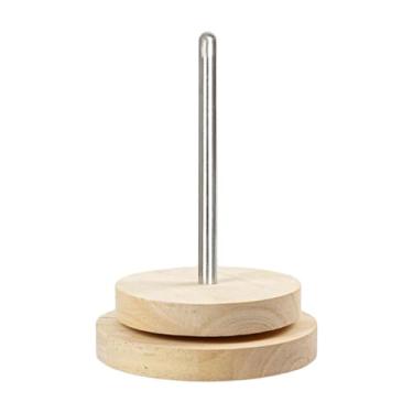 Imagem de predolo Suporte de novelos de lã de madeira, dispensador giratório de novelos de lã, suporte de armazenamento para de barbante, acessórios para bordados e, 12cmx17cm